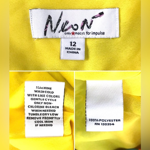 🆕 Neon Macy’s Impulse Skirt Womens size 12 Yellow Owl Print Maxi Bright Festive - Picture 4 of 12